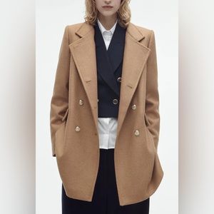 Zara Double breasted wool blend coat